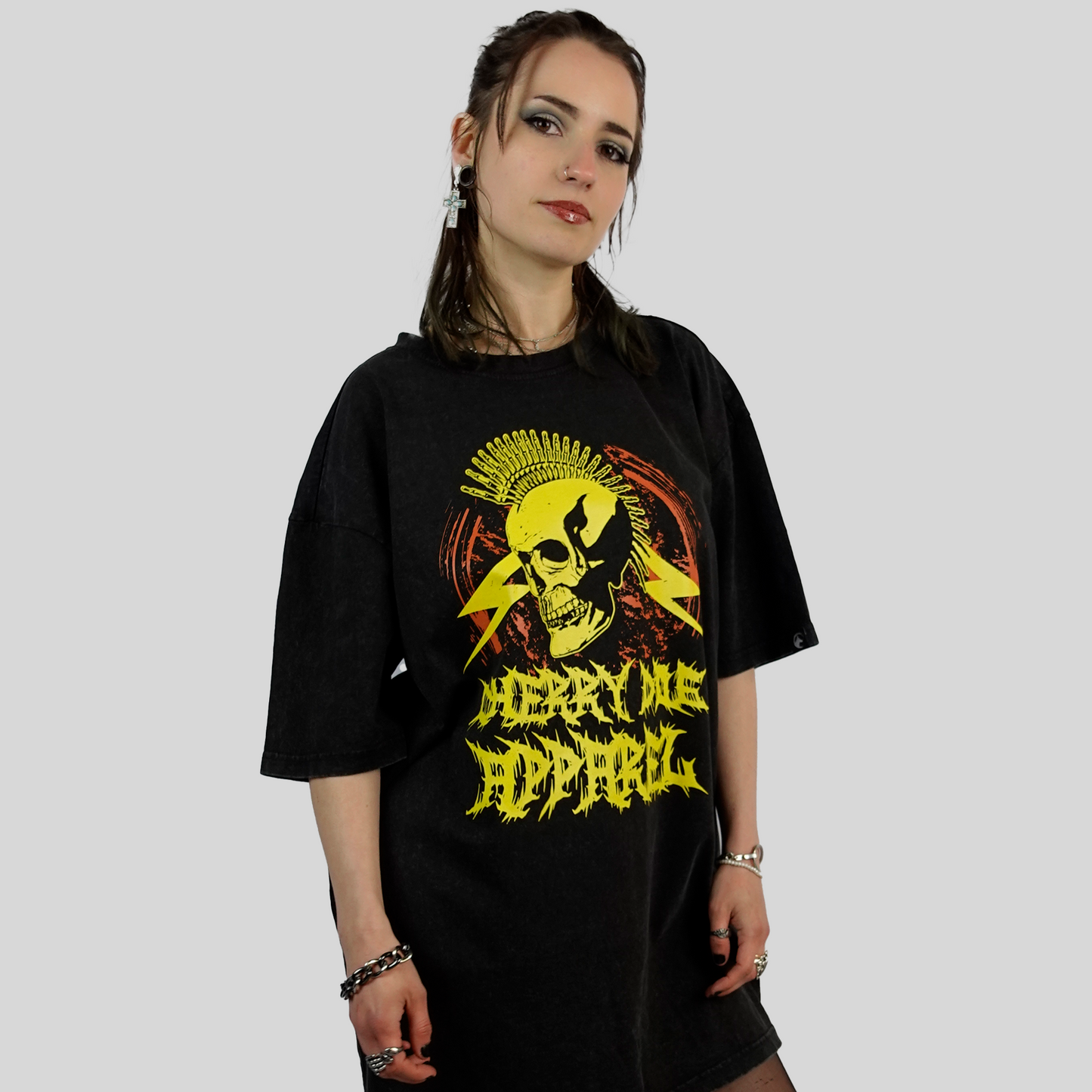 Metal Mohawk Oversized Acid Wash Tee